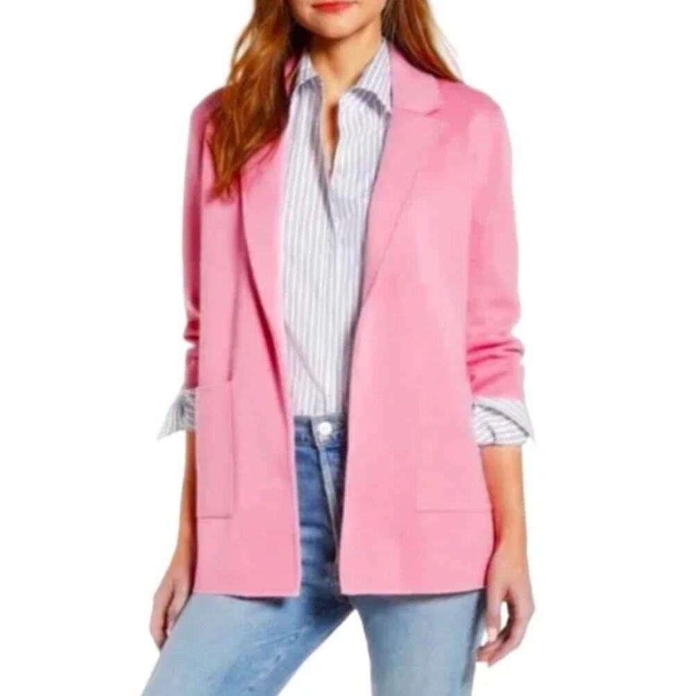 J. CREW Sophie Open Front Sweater Blazer Bohemian Rose Pink Sz XS {KK23} - Picture 1 of 7